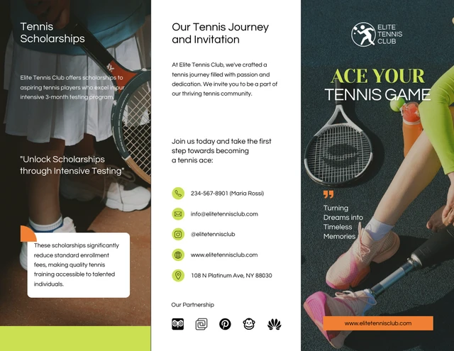 Aesthetic Mint Tennis Sport Tri-fold Brochure - Page 1