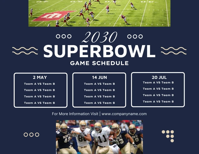 Blue Modern Superbowl Game Schedule Template