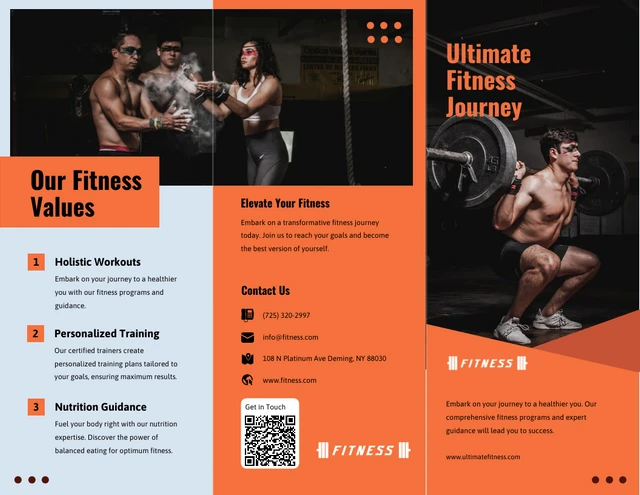 Simple Orange and Grey Fitness Brochure - Page 1