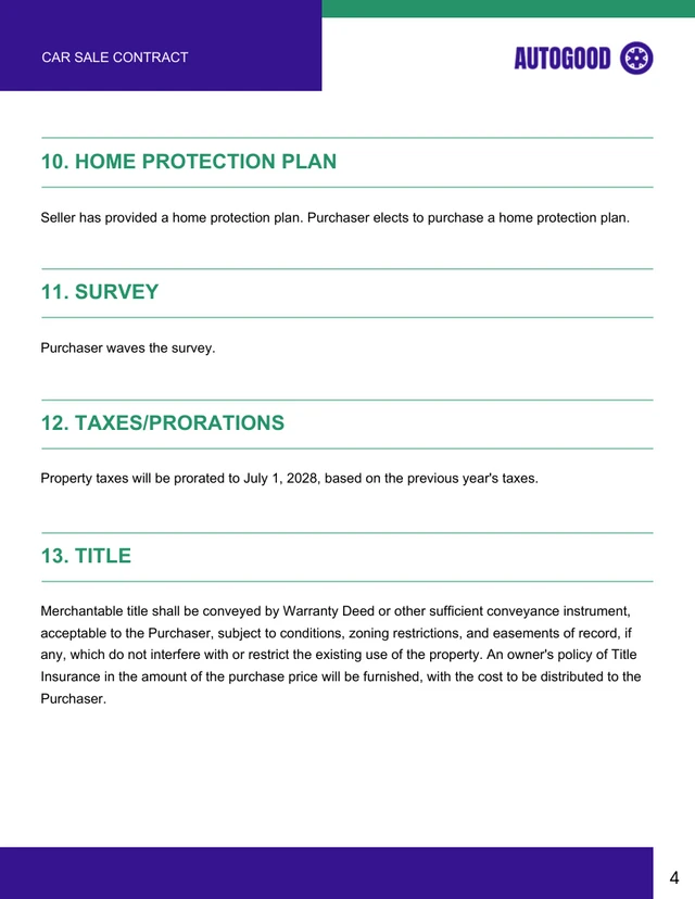 Car Sale Contract Template - Page 4