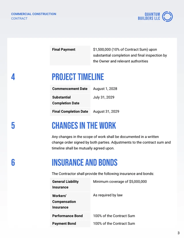 Commercial Construction Contract Template - Page 3