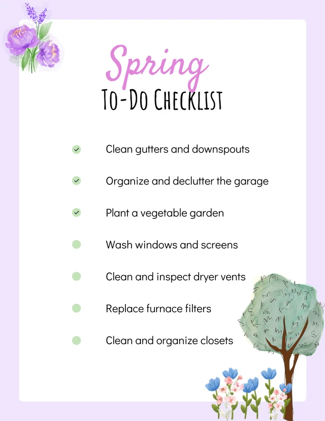 Soft Purple Spring To Do List Schedule Template