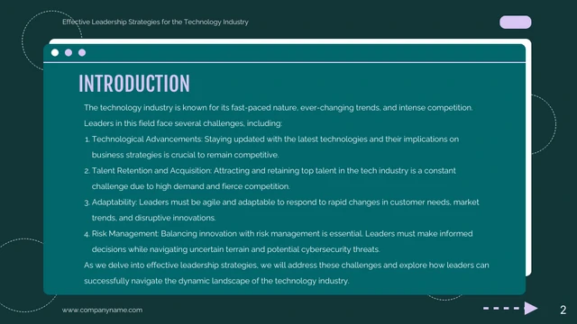 Professional Teal and Purple Leadership Presentation - Page 2