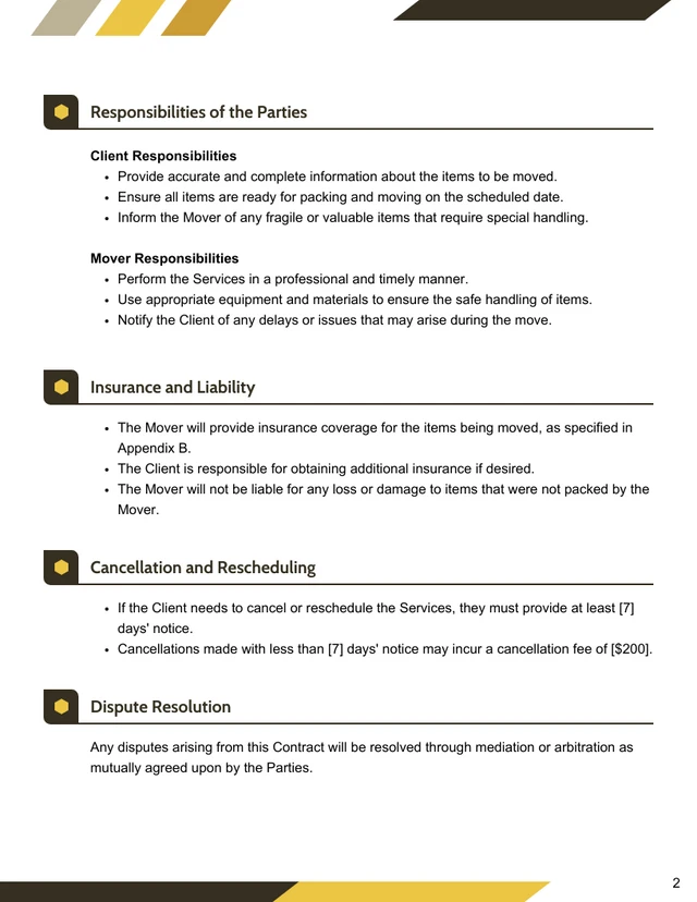 Moving Contract Template - Page 2