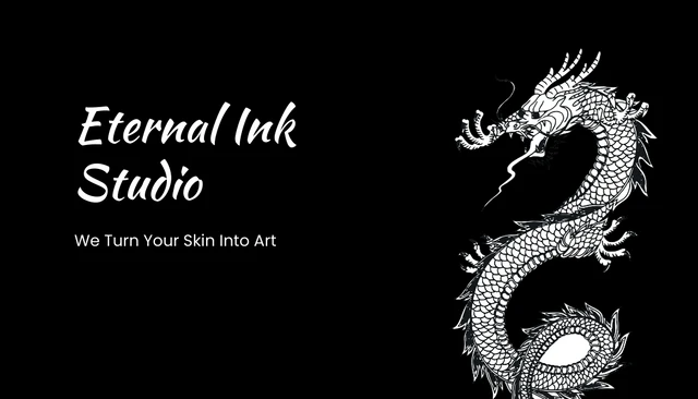 Black And White Dragon Tattoo Business Card - Page 1