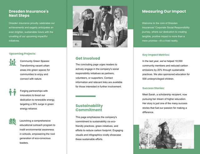 Green Minimalist  Modern Tri-fold Corporate Responsibility Brochure - Page 2