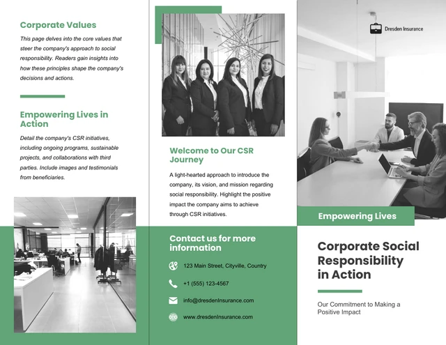 Green Minimalist  Modern Tri-fold Corporate Responsibility Brochure - Page 1