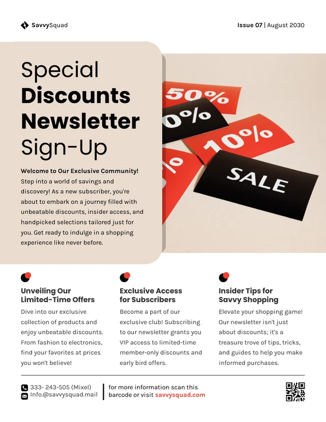 Special Discounts Newsletter Sign-Up Template