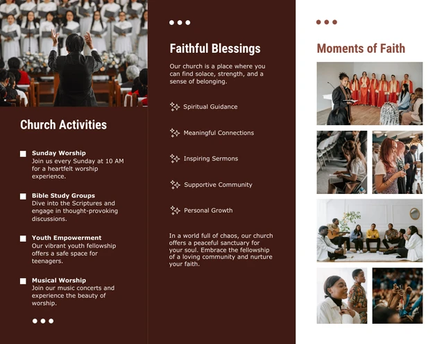 Brown And White Minimalist Churh Brochure - Page 2