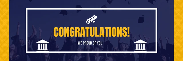 Yellow White And Navy Professional Modern Congratulation Graduation Banner Template