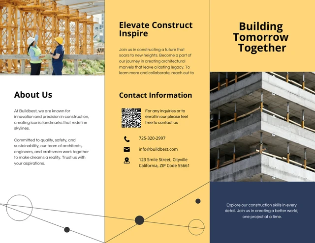 Yellow And White Simple Construction Brochure - Page 1