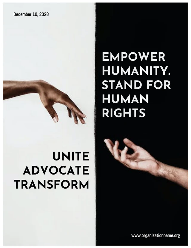 Black And White Simple Human Rights Poster Template Black And White Simple Human Rights Poster Template