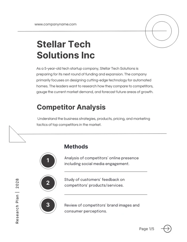 White Clean Minimalist Lines Research Plan - Page 1