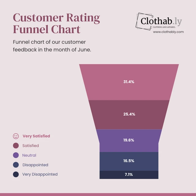 Soft And Pink Customer Rating Funnel Chart Template