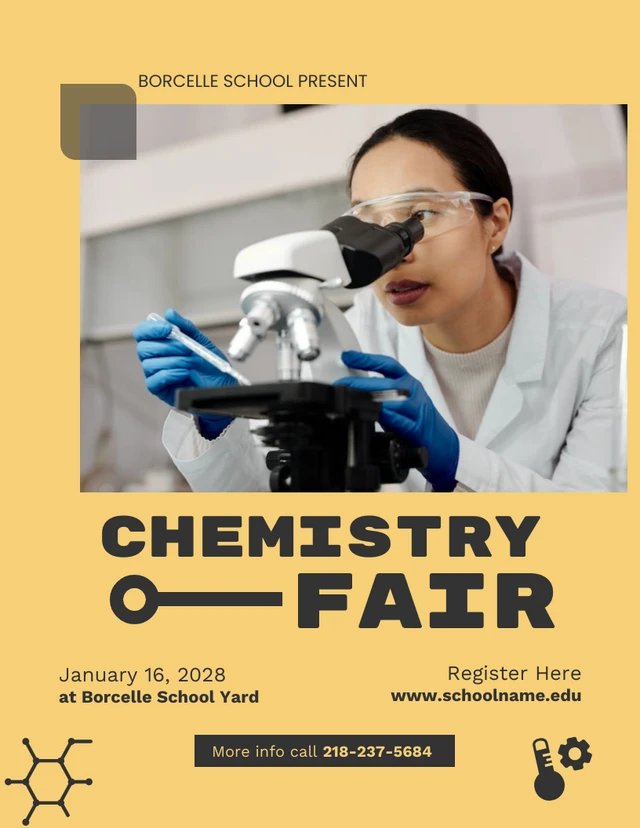 Black and Yellow Chemistry Fair Poster Template
