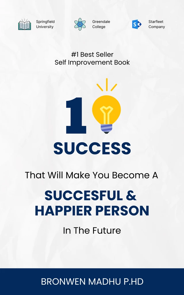 White And Navy Modern Success Inspirational Book Cover Template