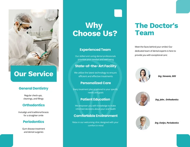 Teal Green Minimalist Dental Tri Fold Brochure - Page 2