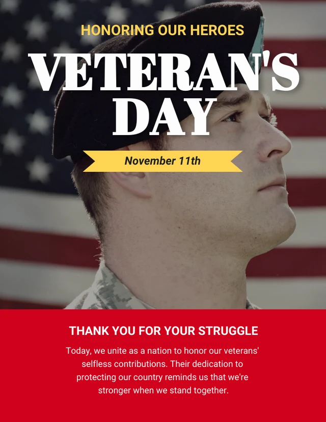 Red Blue United States Veterans Day Poster Template