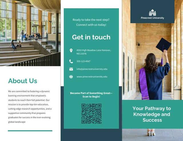 Teal Green Minimalist College Trifold Brochure - Page 1