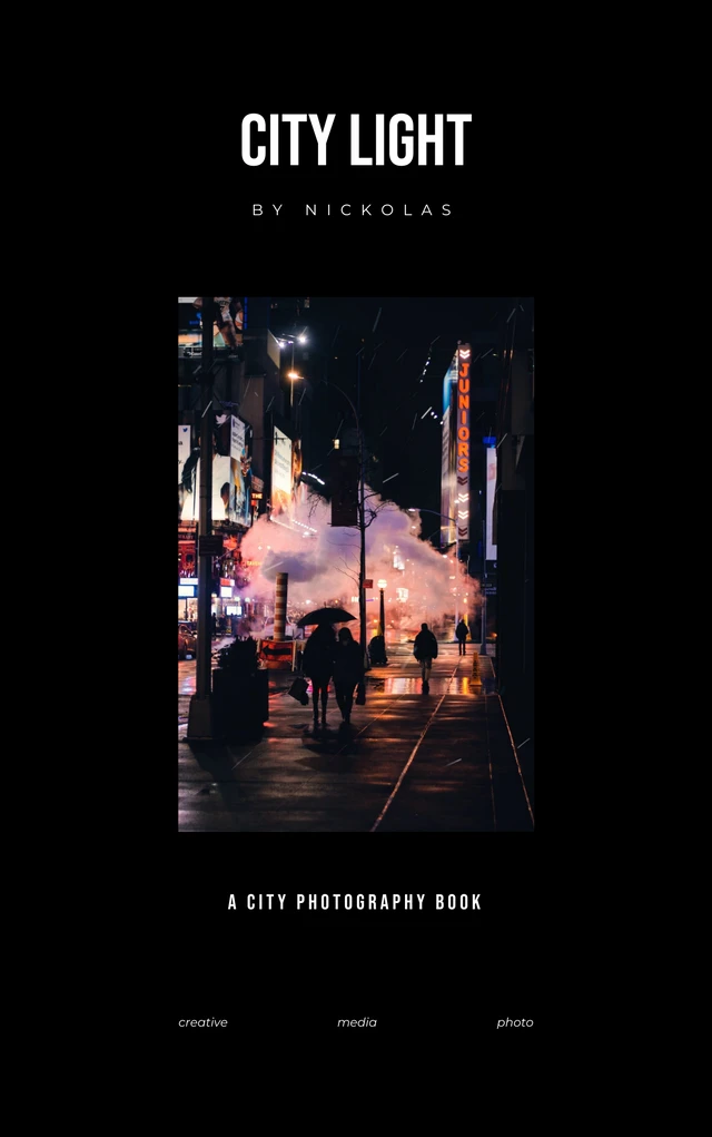 Black Minimalist City Night Book Cover Template