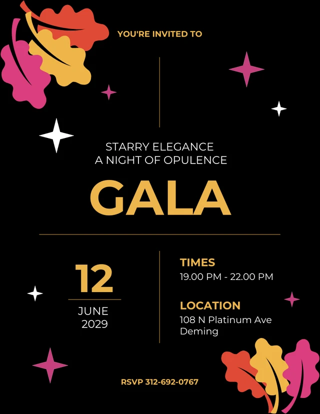 Dark Multicolour Gala Invitation Template