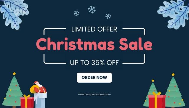 Minimalist Blue Christmas Sale Banner