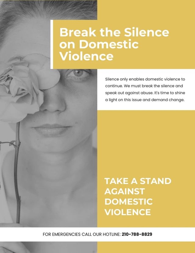 Yellow  Grayscale Silence Domestic Violence
