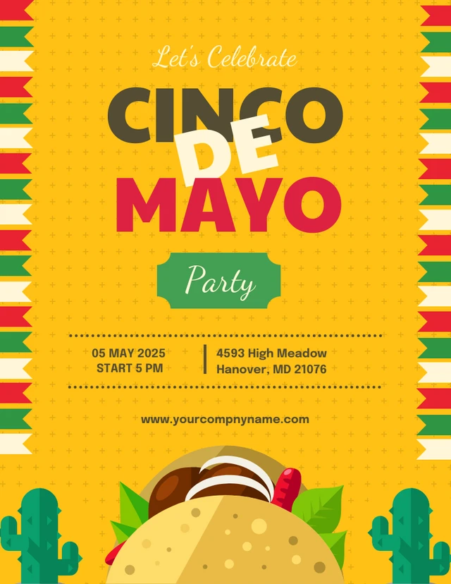 Red Green Yellow Cinco De Mayo Party  Template
