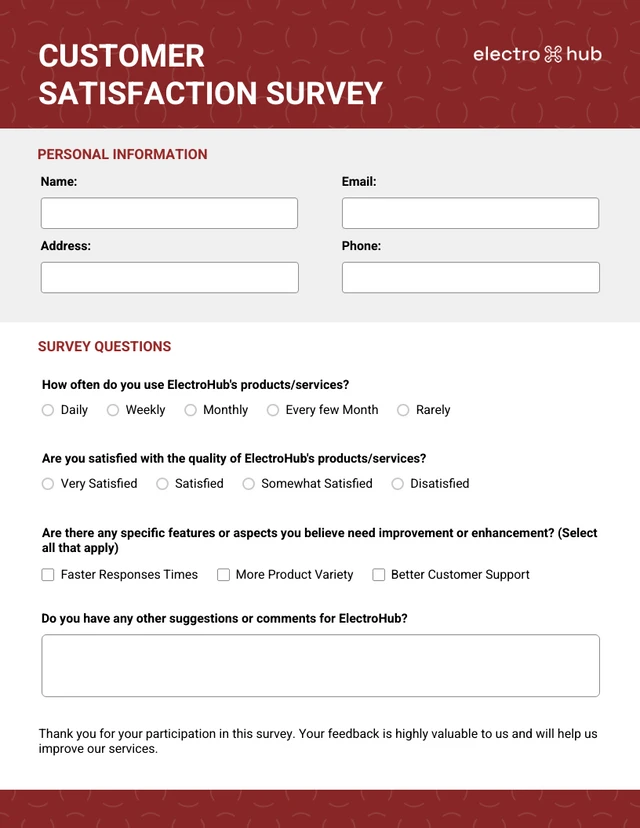 Maroon and White Simple Modern Survey Form Template