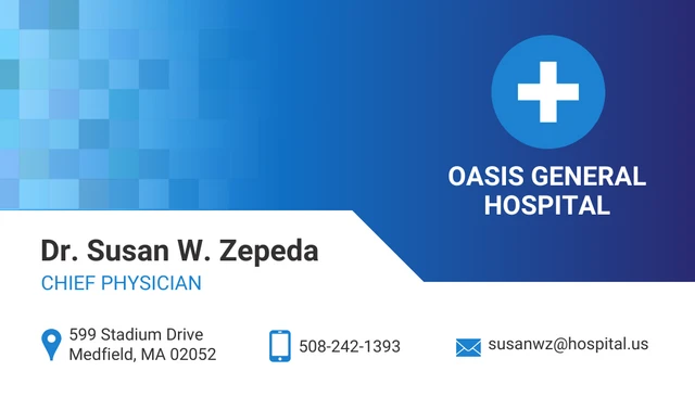 Blue Healthcare Business Card - Page 1