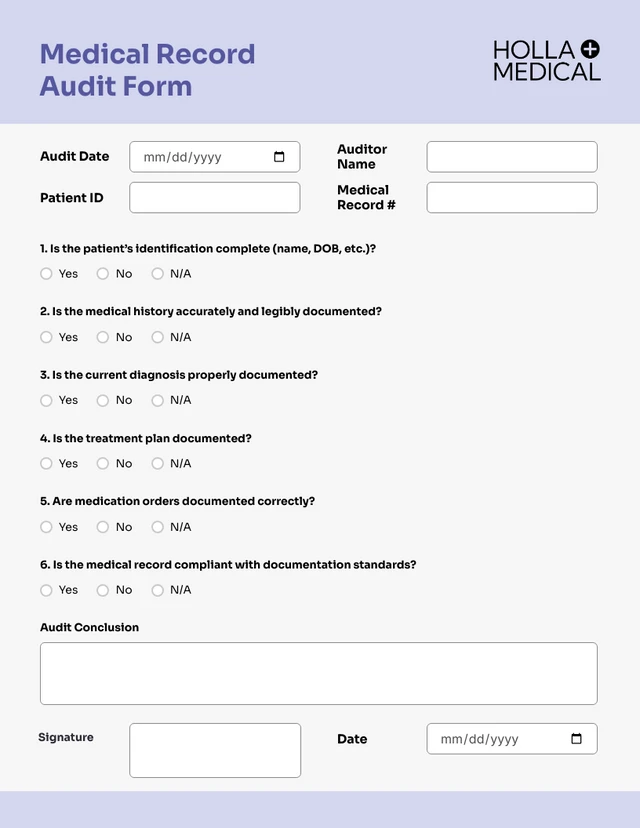 Simple Purple Audit Forms Template