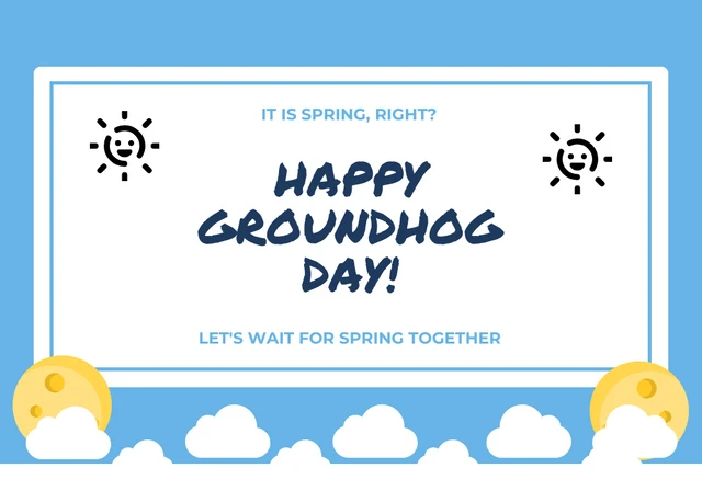 Light Blue Simple Illustration Groundhog Day Card Template