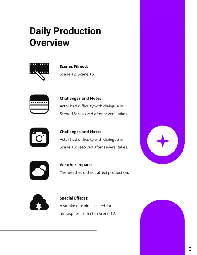 Purple Simple Minimalist Production Report - Page 2