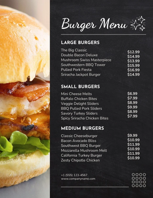 Black Modern Texture Burger Menu Template