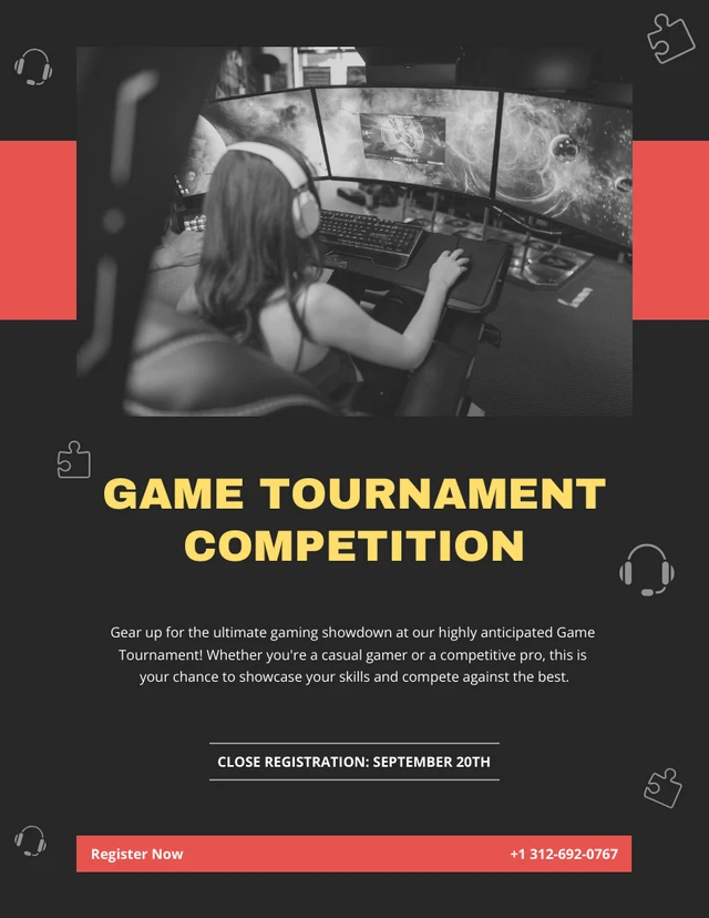 Black And red Game Tournament Competition Flyer Template Template
