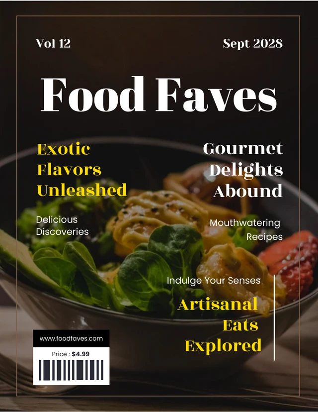 Minimalist Food Faves Food Magazine Cover Template