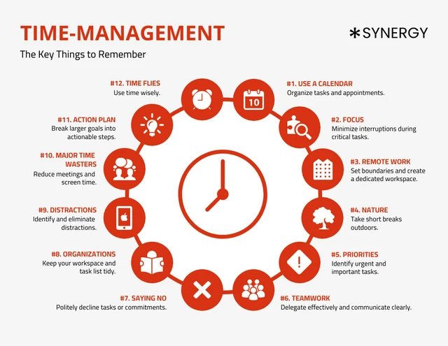 12 Time Management Tips List infographic Template