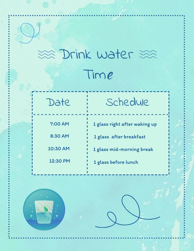 Green Schedule Simple Drink Water Time Template