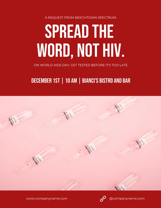 Red Simple HIV/AIDS Poster Template