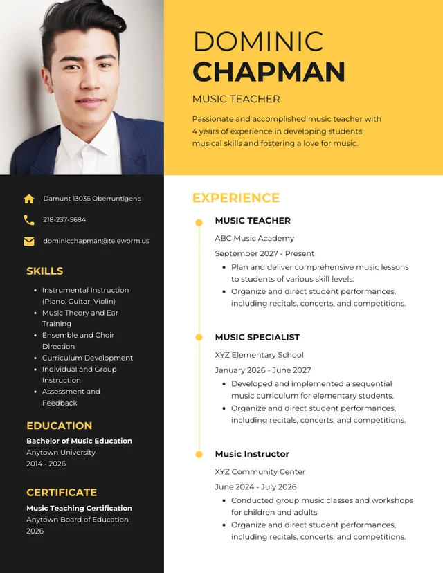 Simple Orange Academic Resume Template