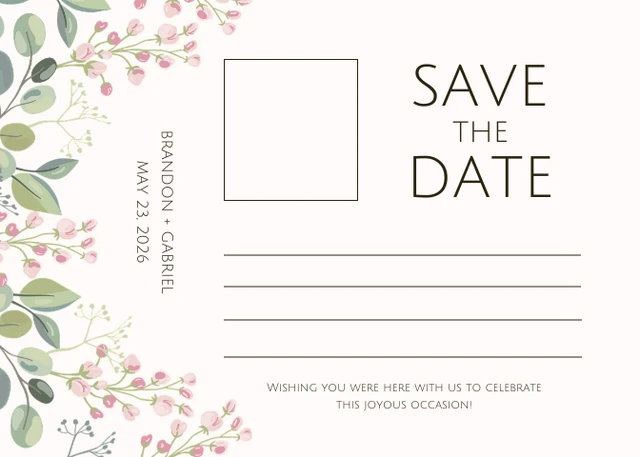 Dark Blue and Cream Floral Save The Date Postcards - Page 2