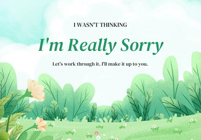 Green Modern Illustration Apology Card Template