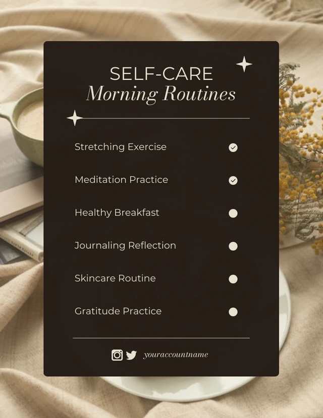 Neutral Self Care Morning Routines Schedule Template