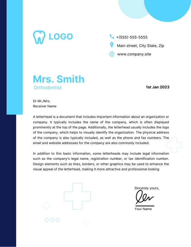 White And Blue Simple Playful Doctor Letterhead Template
