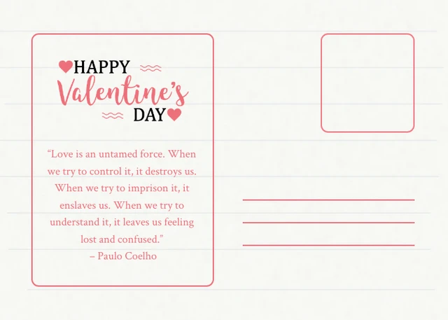 White Minimalist Paper Texture Valentine Love Postcard - Page 2