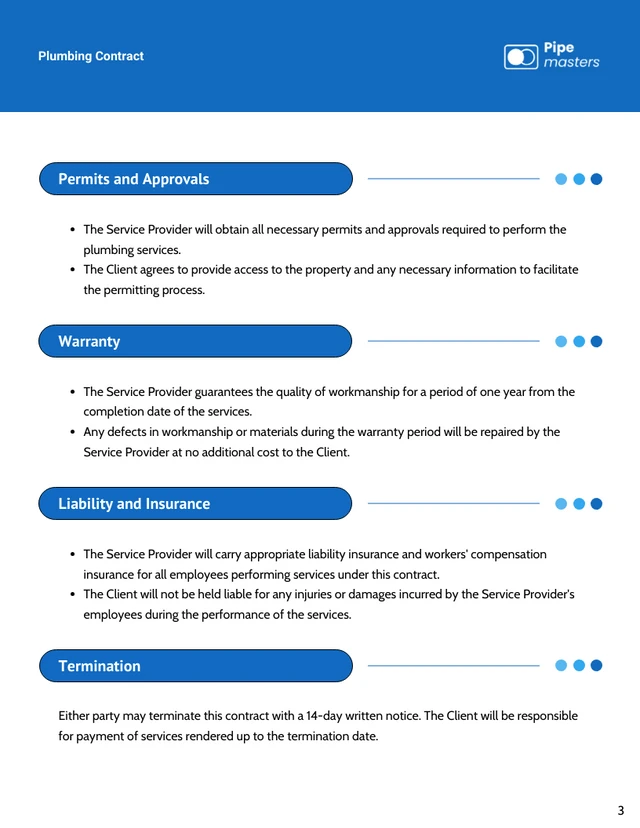 Plumbing Contract Template - Page 3