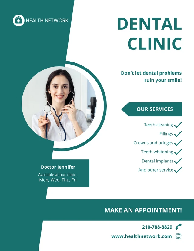 Green Minimalist Dentist Practice Schedule Template