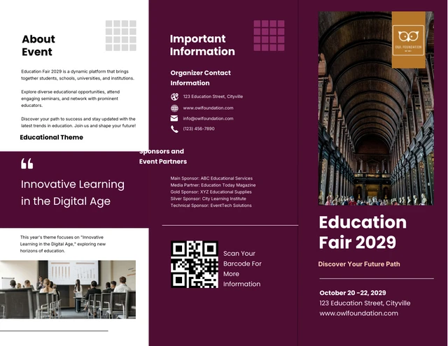 Red Maroon and White Simple Modern Minimalist Education Event Brochure - Page 1