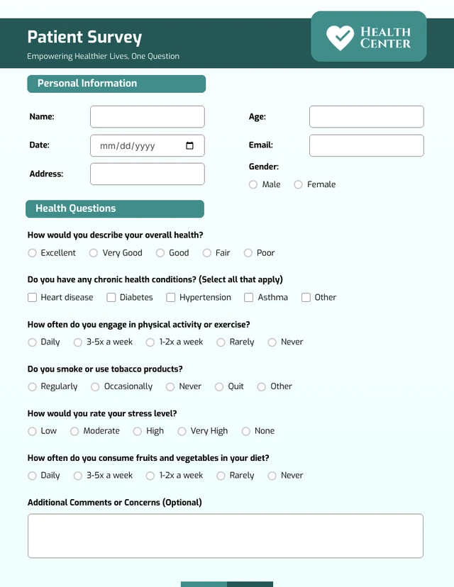 Simple Emerald Green Survey Form Template