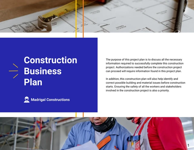 Construction Business Plan Template - Page 1